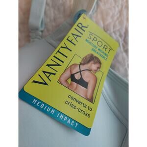 NEW Vanity Fair Bra Sport Medium Impact size 42C Criss cross NWT Wireless